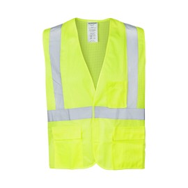Ironwear 1284FR-L-5-2XLG ANSI Class 2 Flame Retardant Polyester Mesh Safety Vest with 2" Silver Reflective Tape, 2X-Large, Lime