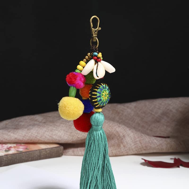 CENPEK Shell Beads Tassel Bag Charm Pendant Bohomia Keyring for