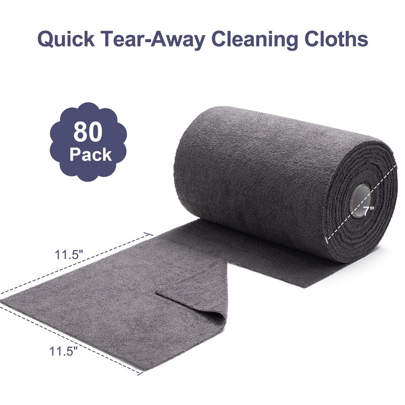 Greenfound Microfiber Cleaning Cloth Roll -80 Pack, 11.5x11.5, Tear Away