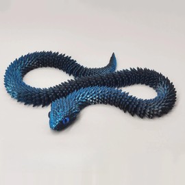 GemmiCho 3D Printed Snake, 3D Printed Fidget Toys Snake, 3D Printed Movable Animals, 3D Printed Toys, Home Office Decor Executive Desk Toy (Dark Blue)