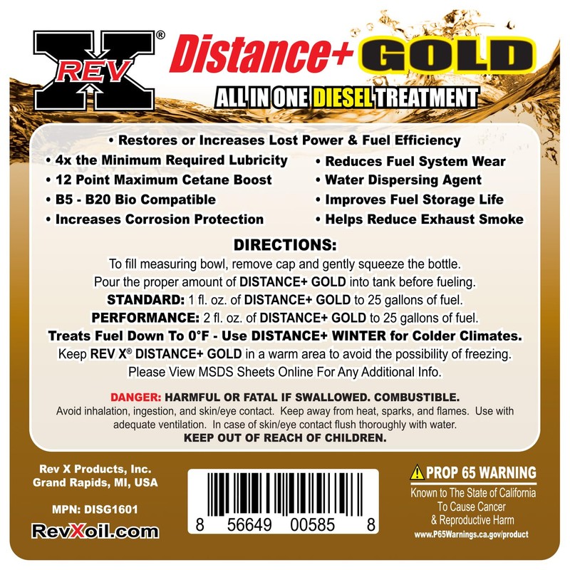 REV X Distance+ Gold Diesel Treatment - 16 fl. oz.