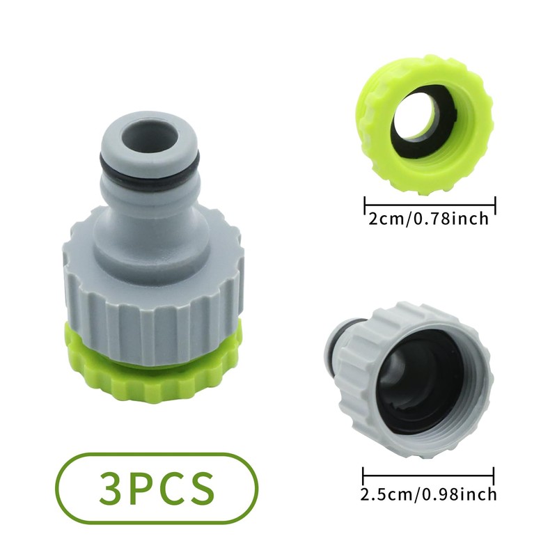 3 Piece Tap Connector, 1/2 Inch 3/4 Inch 2-in-1 Hose