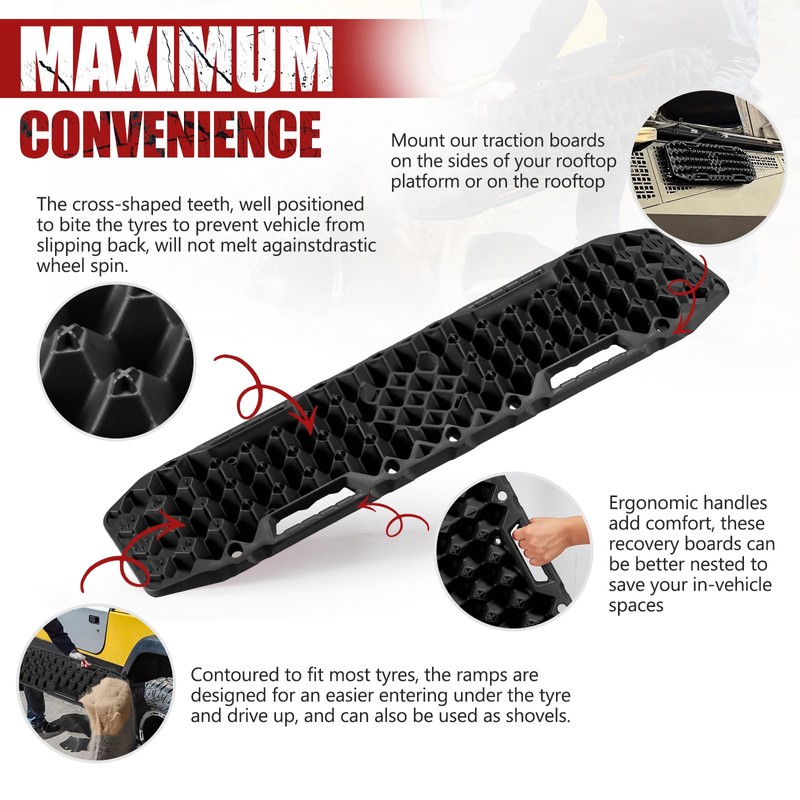 BUNKER INDUST Off-Road Traction Boards with Jack Base,Pair Recovery Track