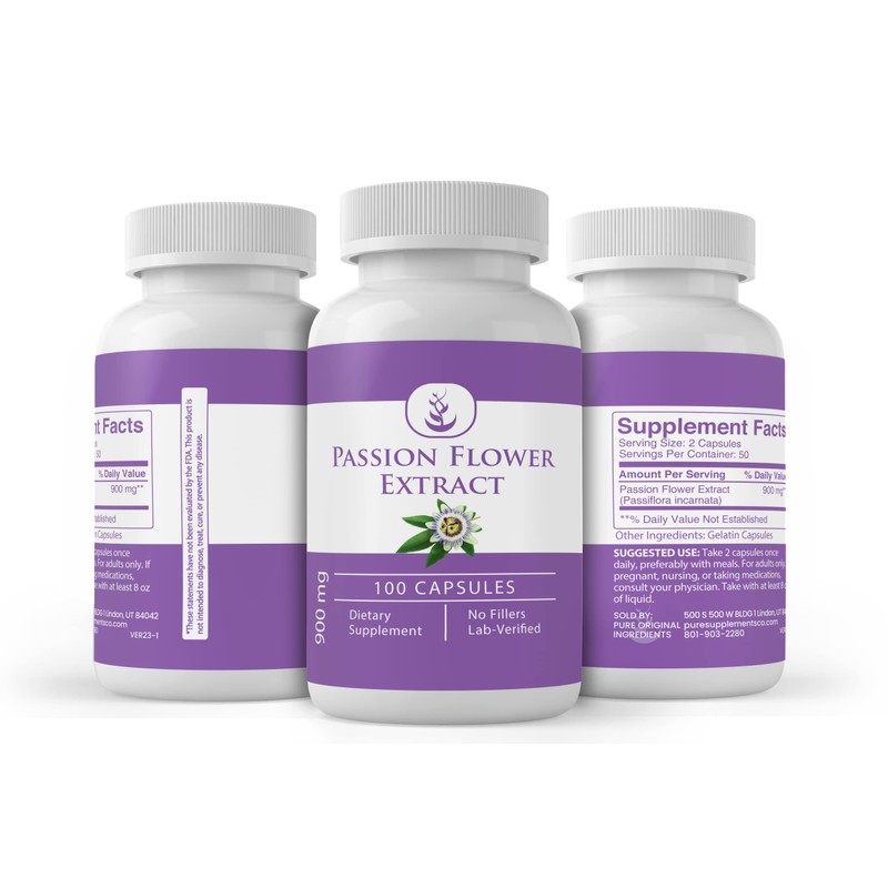PURE ORIGINAL INGREDIENTS Passion Flower Extract, (100 Capsules) Always Pure,