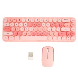 USB Keyboard Mouse 2.4G Wireless 68 Keys Low Consumption Retro Cute ABS Gaming Keyboard Mouse for PC Pink Mixed Color