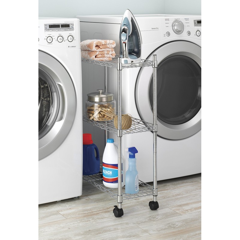 Whitmor Supreme Laundry Cart and Versatile Storage Solution - Chrome