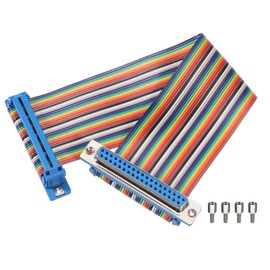 sourcing map sourcing map IDC Rainbow Wire Flat Ribbon Cable DB37 Female to DB37 Female 8 Inch Length 2.54mm Pitch Breadboard Jumper Wires for Electronic Projects