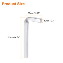 HARFINGTON 2pcs L-Shaped Square Head Wrench 10mm Chrome-Vanadium Steel 4 Points Bolt Wrench for Basic Home Repair DIY Project and General Applications, Silver