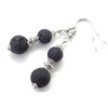 Ohrringe aus Edelstahl mit schwarzen Lavasteinperlen und silbernen Messingperlen