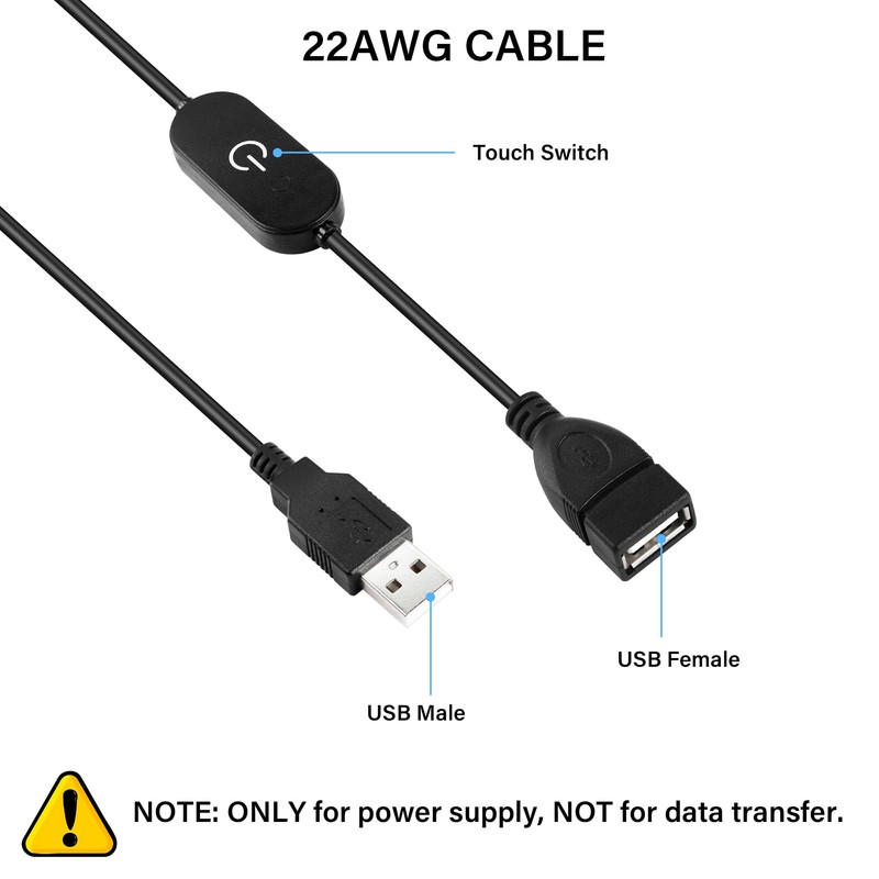 GINTOOYUN LED Touch Inline Dimmer Switch 5V 3A USB Male