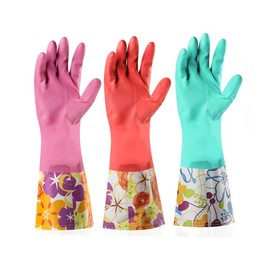Yiomxhi 3 Pairs Dishwashing Gloves, Non-Slip Rubber Household Kitchen Gloves, Reusable Waterproof Laundry Cleaning Gloves