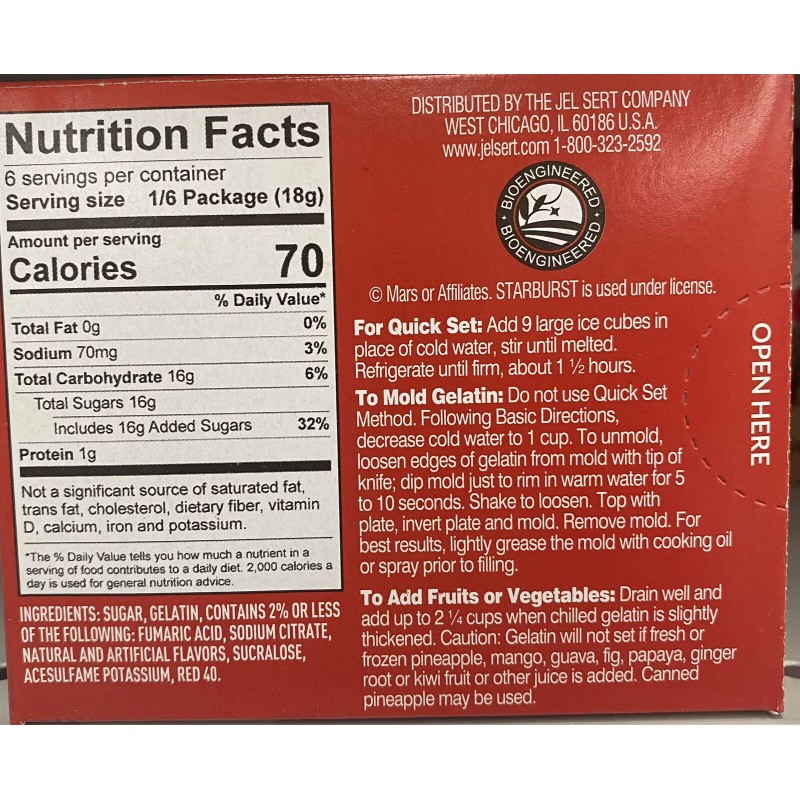 Starburst CHERRY Flavored Jello Gelatin Dessert Mix 3.91 oz Box