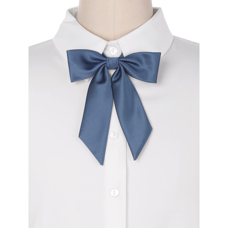 [Elerevyo] Women's Bowtie Solid Color Western Ribbon Pre-tied Bow Tie