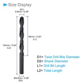 CoCud 6542 High Speed Steel Twist Drill, 9.8 mm Diameter 133 mm Length, Black Oxide Straight Twist Drill - (Applications: for Metal, Wood, Plastic, Aluminium)
