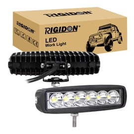 RIGIDON 2 x LED light strips, 18 W, 6 inch, 15 cm spot spotlight, off-road lighting for car, SUV, ATV, tractor, truck, 4 x 4, 6000 K white LED fog light, LED work light