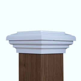4x4 Post Cap Most Common fits Pressure Treated Post 3.5"x3.5" White Flat Newell Square Top for Outdoor Fences, Mailboxes, and Decks, by Atlanta Post Caps