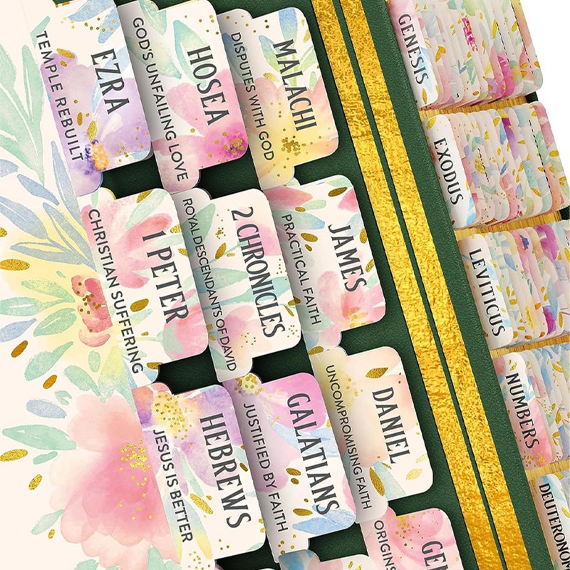 75 Pcs Laminated Bible Tabs for Women Foldable Large Print