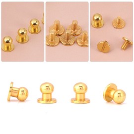 Button Rivets Screw Rivets, 20 Pieces Round Head Copper Rivets Brass Buttons Solid Rivets Small Bolts Screws Screw Cap Rivets for Belt DIY Leather Accessories