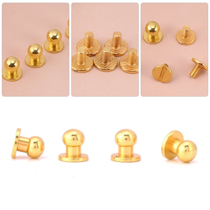 Button Rivets Screw Rivets, 20 Pieces Round Head Copper Rivets