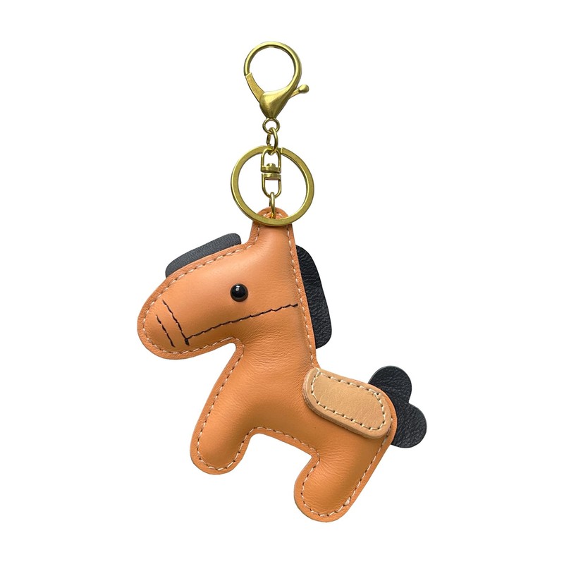 [Yocipa] Cute Genuine Leather Horse Keychain with Horse Design Charm