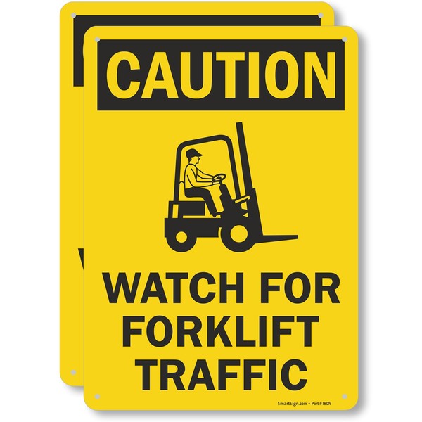 SmartSign 2-Pack 'Caution Watch For Forklift Traffic' Sign with Symbol