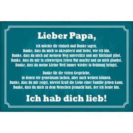 Ontrada Holzschild 12x18cm Lieber Papa Ich hab Dich lieb Spruch Sprüche Holz Schild