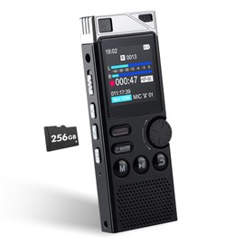 Professional 264GB WUCOTC Digital Voice Recorder - Voice Activated Recorder for Lectures Meetings - 18000 Hours Recording Device with Playback, MP3 Player, Password Protection, Variable Speed., Black