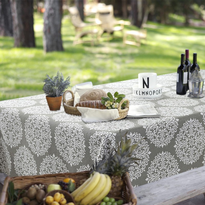 Aeici Grey Tablecloths Rectangular Large Table Cloth 220x140 Large Table
