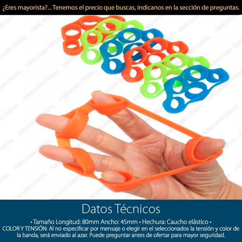 Mercader Digital Banda Elástica Ejercitadora Dedos Liga Terapia Física Mano