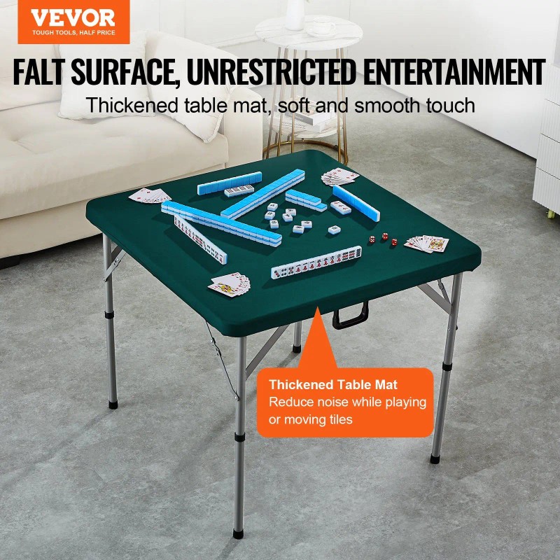 4 Player Fold-in-Half Mahjong Table with Wear-Resistant Top for Card