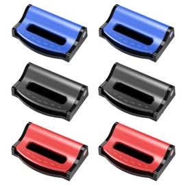 6 PCS Seat Belt Clip, Car Seat belt Adjuster Holder Lock Shoulder Neck Strap Positioner Belt Retainer Seat Belt Insert Buckle Stopper, Auto Vehicle Buckle Locking Clip for Kids Adults (Black Red Blue)