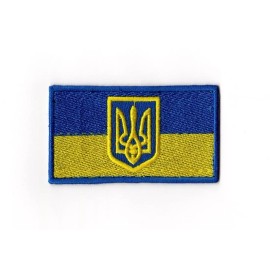 Unbranded Ukrainian Flag & Tryzub Patch Ukraine Trident Coat Of Arms Military Army UPA УПА - Blue and Yellow, Sew-on