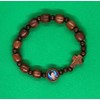 Carlo Acutis Stretch Rosary Bracelet, 9mm Brown Wood Beads, Photo