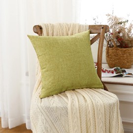 Silky Bunny Cushion Covers, 23.6 x 23.6 Inches (60 x 60 cm), Nordic, Stylish, Sofa Backrest, Linen Texture, Floor Cushion Cover, Solid Color, Hidden Zipper, Decorative Pillow Case, Day Green, Set of 2