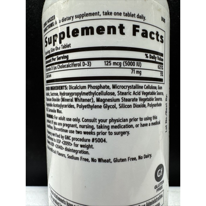 GNC ⭐️ ✨GNC Vitamin D-3 125 mcg 5000 IU 180