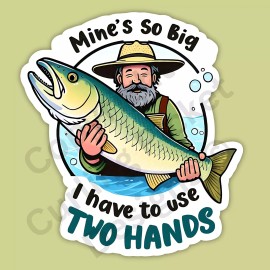 Big Fish Two Hands Catch Fishing Bass Angler Funny 3" Vinyl Sticker