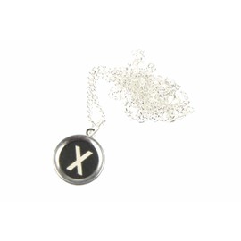 Miniblings Typewriter Keys Link Necklace 45cm Chosse a Letter Name Initial Black, Letter:J