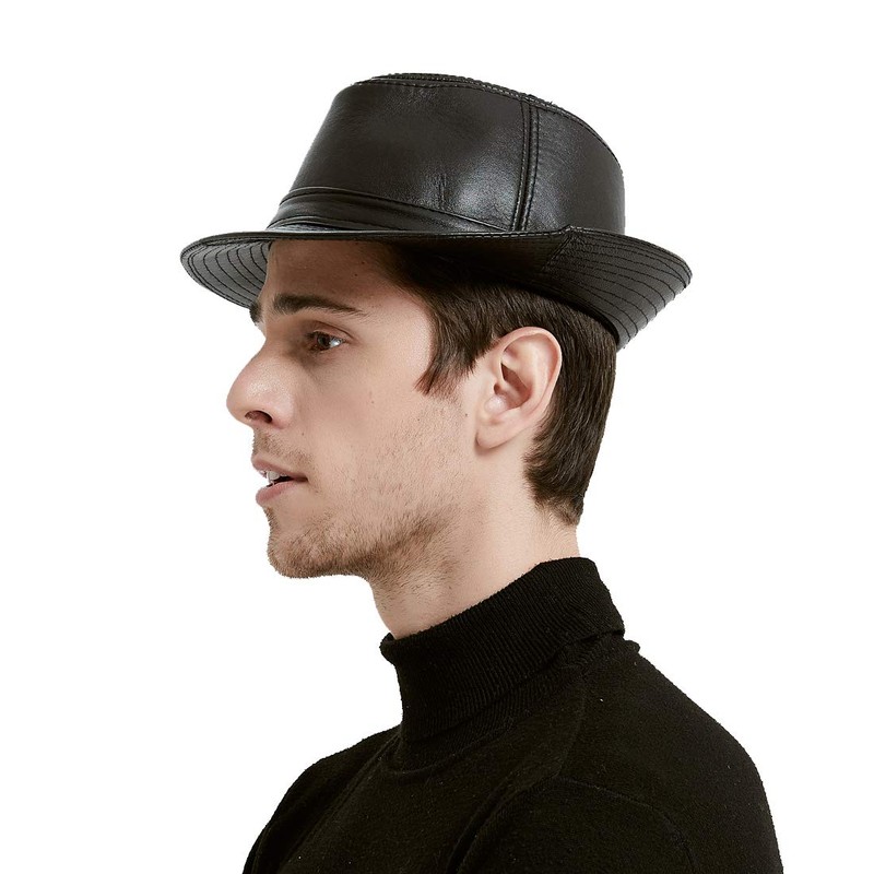 Sandy Ting Sheepskin Leather hat Classic Cowboy Fedora Hat (X-large/23-24in)