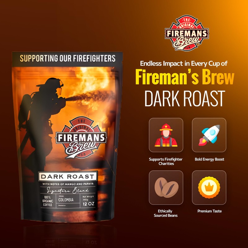Firemans Brew Dark Roast Coffee – Bold & Robust Ground