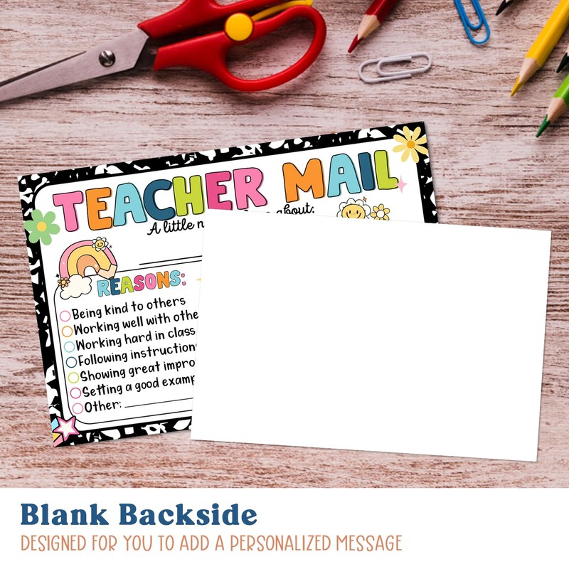 Losyze Preppy Teacher Mail Incentive Postcard Note to Parents, Preschool,