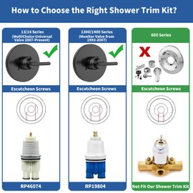 Replacement for Delta Trinsic 14 Series Single-Function Black Shower Valve Trim Kit, Shower Handle, Matte Black Shower Trim Kit T14059-BL (Cartridge and Valve Not Included)