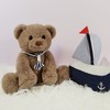 Mikee Fluffie Teddy Bear Stuffed Animal with Navy Collar, 9"