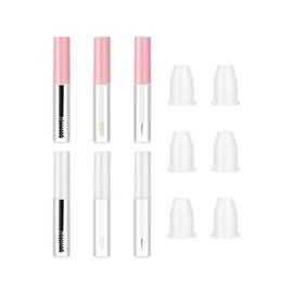 6 Pack 5ml Empty Mascara Tube, Eyeliner Tube and Lip Gloss Tubes with Wand, Eyelash Cream Container Bottle with Leak Stoppers, Mini Clear Cosmetic Bottle for DIY Cosmetics (Pink & White)