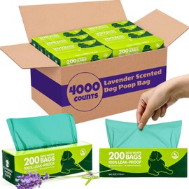 Sherr Lavender Scented Dog Poop Bag Bulk Leak Proof Dog Waste Bags Doggy Poop Bags Pet Waste Bag for Puppy Pets Outdoor Walking and Travel(10 Boxed Rolls 2000 Counts)