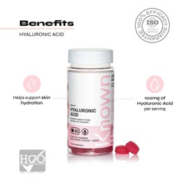 Hyaluronic Acid Gummies by Known Nutrition | Essential Support for Skin Hydration | Delicious Mixed Berry Flavour | 60 Two-a-Day Vitamin Gummies | 100mg Hyaluronic Acid (Pack of 2)