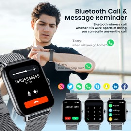Smartwatch Fitness Watch with Phone Function Pedometer Sleep Monitor: Smart Watch with Sport Tracker IP68 Waterproof SpO2 Heart Rate Monitor Message Reminder Watches 100+ Sports Modes Calories Watch