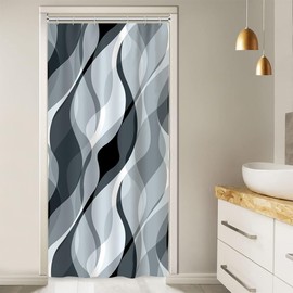 Ruelvth Stall Shower Curtain, Small Blue and Grey Shower Curtain Set for Bathroom Modern Waterproof RV Shower Curtain Set with Hooks, 36x72 Inch