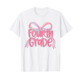 Preppy Fourth grade Coquette Bow Back To School Teacher Girl T-Shirt
