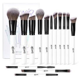 Juego de 14 brochas de maquillaje profesionales, juego de brochas de maquillaje, base de polvo para mezclar, corrector, sombras de ojos, brochas de co