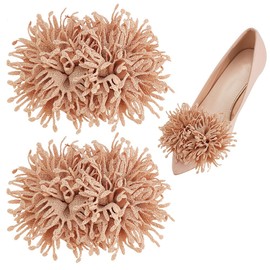 FINGERINSPIRE Pack of 2 3D Fabric Flower Shoe Clips 11 x 8 cm Burlywood Removable Shoe Buckle Wedding Fabric Artificial Flowers Shoe Decoration Charm Unique Shoe Buckle with Burnt Edge